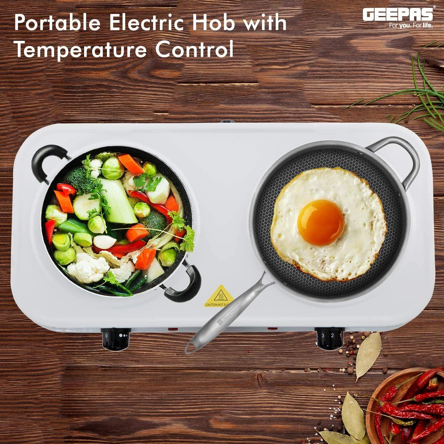 2000W Double Hotplate Portable Food Warmer Outdoor Tabletop Cooker Low Wattage