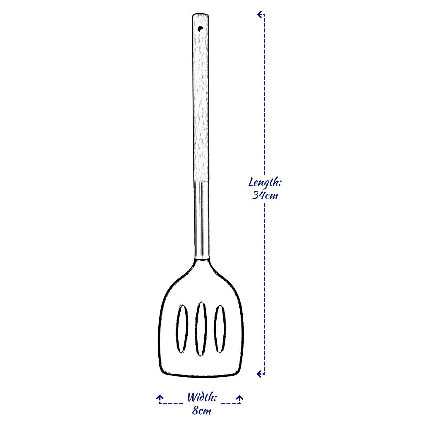 Cooking Utensil Nylon Kitchen Spatula Turner Skimmer Gadget Tool Wooden Handle