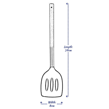 Cooking Utensil Nylon Kitchen Spatula Turner Skimmer Gadget Tool Wooden Handle