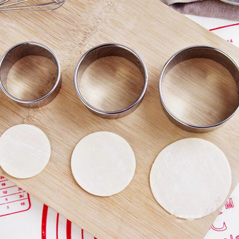 3Pcs /Set Stainless Steel round Dumplings Molds Cutter Maker Cookie Cake Pastry Wrapper Dough Cutting Accessories Kitchen Gadget