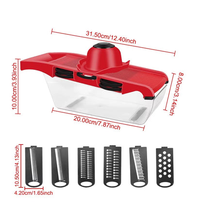 Multi-Function Vegetable Cutter Mandoline Slicer 6 Blades Grater Potato Peeler Kitchen Gadget