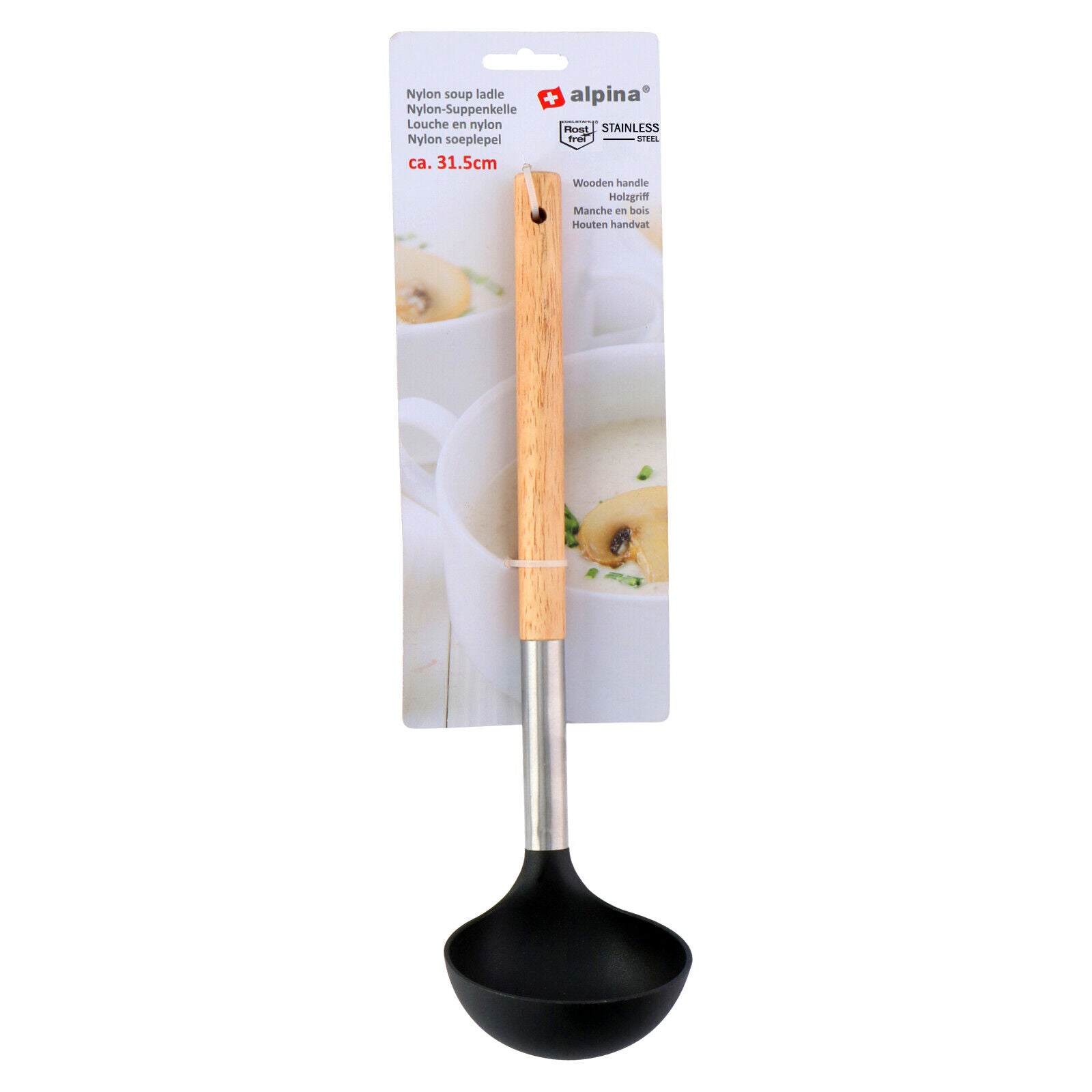 Cooking Utensil Nylon Kitchen Spatula Turner Skimmer Gadget Tool Wooden Handle