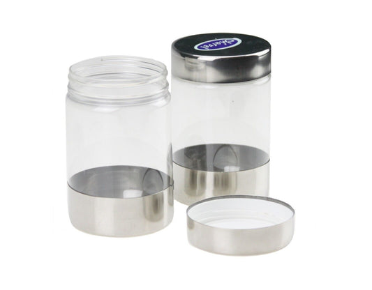 2PC Stainless Steel Clear Canister Set Silver Kitchen Jar Food Storage Tea Coffe