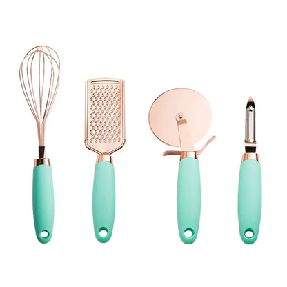 4-7PCS Rose Gold Garlic Press Pizza Cutter Kitchen Gadget Set Can Opener Potato Cooking High-End Kitchenware Kitchen Accessories