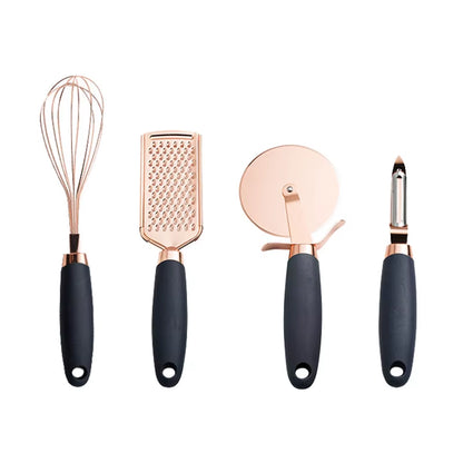 4-7PCS Rose Gold Garlic Press Pizza Cutter Kitchen Gadget Set Can Opener Potato Cooking High-End Kitchenware Kitchen Accessories