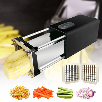 Kitchen Gadget Electric French Fry Cutter with Blades Stainless Steel Vegetable Potato Carrot for Commercial Household