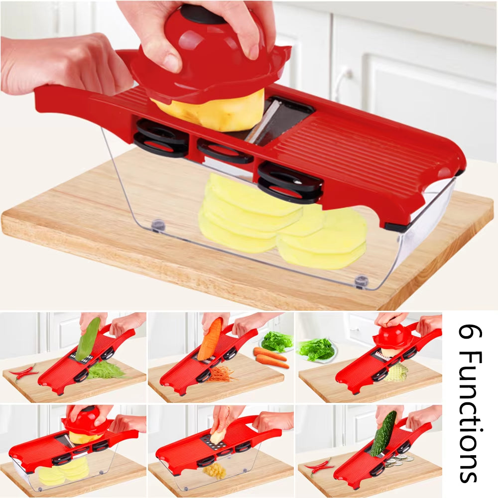 Fruit Cutter Kitchen Tools Kitchen Gadget Vegetable Mandoline Slicer Grater 6 Blades Slicer Cooking Tool Sets