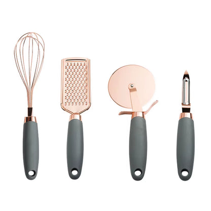 4-7PCS Rose Gold Garlic Press Pizza Cutter Kitchen Gadget Set Can Opener Potato Cooking High-End Kitchenware Kitchen Accessories