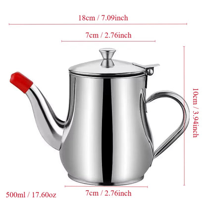 1Pc Household Stainless Steel Oil Pot with Filter Oil Filter Pot Stainless Steel Cooking Oil Storage Pot Kitchen Gadget