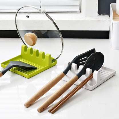 Kitchen Spoon Holder Fork Spatula Rack Shelf Organizer Plastic Spoon Rest Chopsticks Holder Spatula Drain Rack Kitchen Gadget