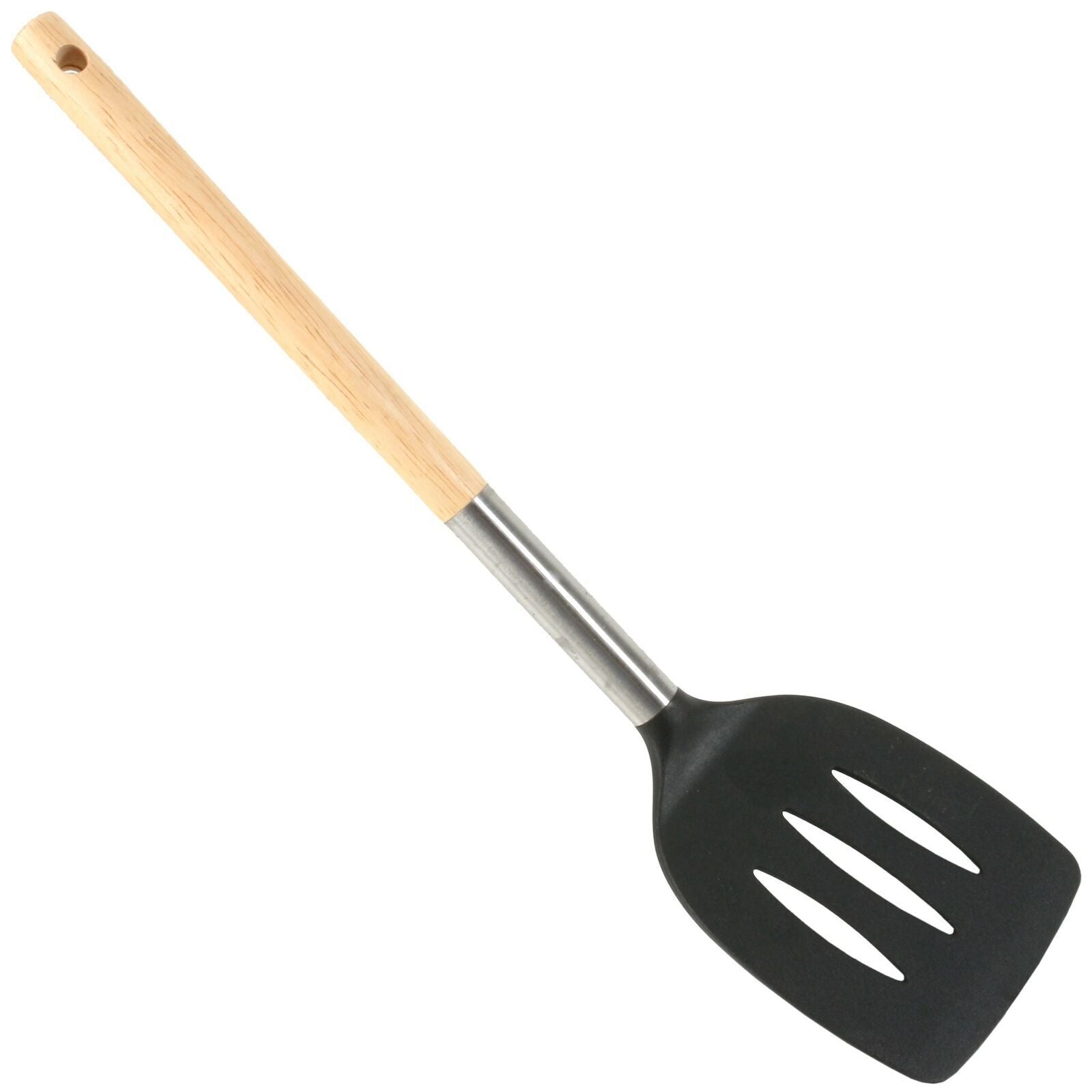 Cooking Utensil Nylon Kitchen Spatula Turner Skimmer Gadget Tool Wooden Handle