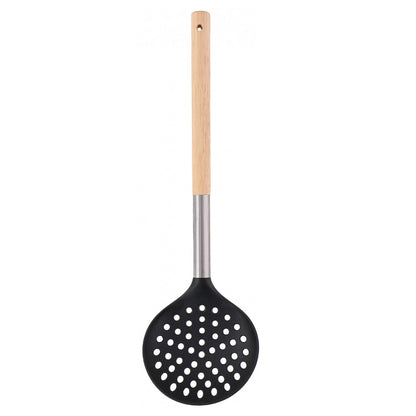 Cooking Utensil Nylon Kitchen Spatula Turner Skimmer Gadget Tool Wooden Handle