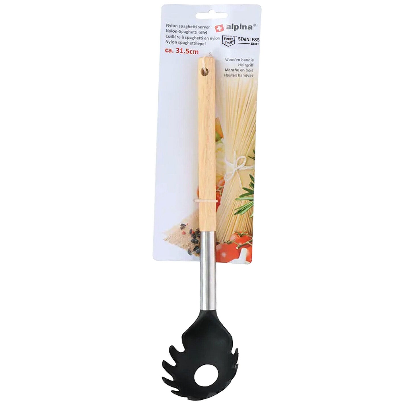 Cooking Utensil Nylon Kitchen Spatula Turner Skimmer Gadget Tool Wooden Handle