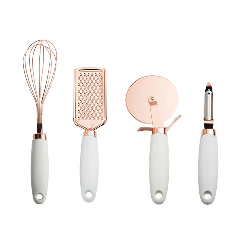 4-7PCS Rose Gold Garlic Press Pizza Cutter Kitchen Gadget Set Can Opener Potato Cooking High-End Kitchenware Kitchen Accessories