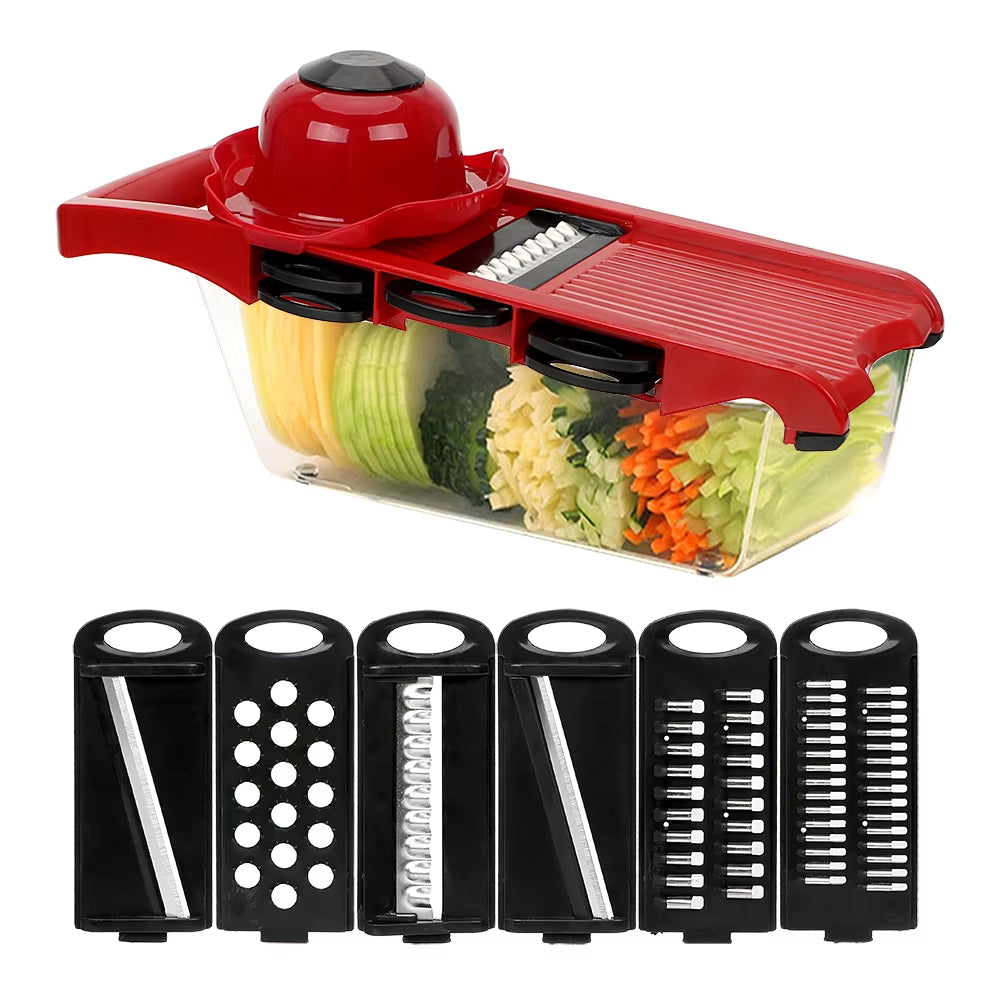 Fruit Cutter Kitchen Tools Kitchen Gadget Vegetable Mandoline Slicer Grater 6 Blades Slicer Cooking Tool Sets