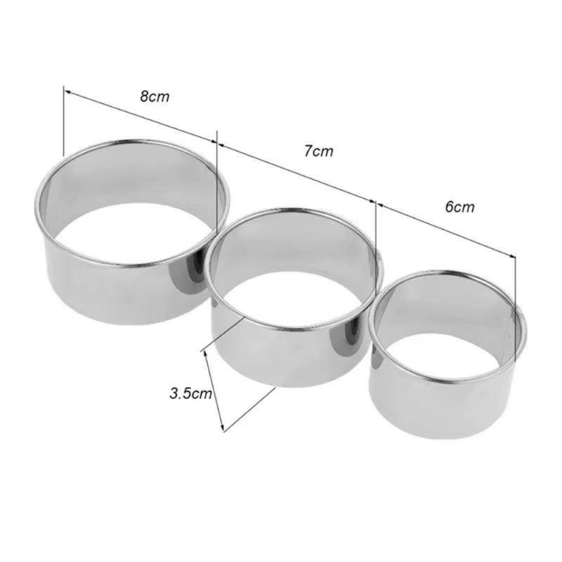 3Pcs /Set Stainless Steel round Dumplings Molds Cutter Maker Cookie Cake Pastry Wrapper Dough Cutting Accessories Kitchen Gadget