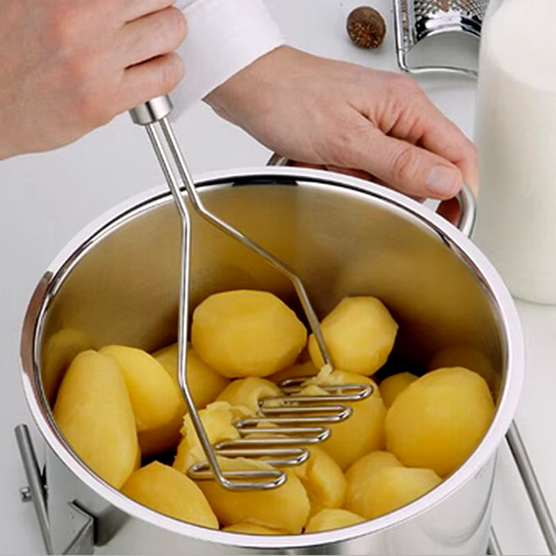 1PCS Stainless Steel Kitchen Gadget Potato Masher Press Cooking Tool Mashed Potatoes Wavy Pressure Rice Kitchen Accessories