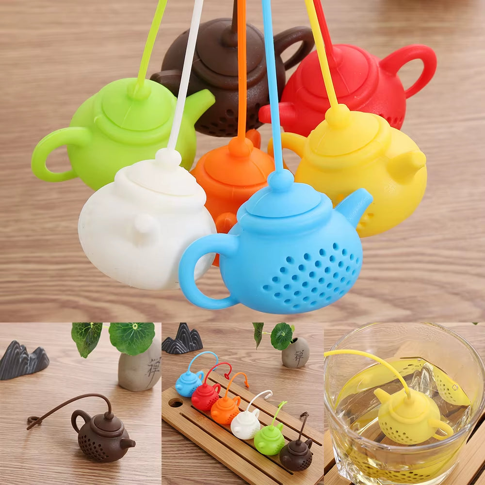 1Pcs Creative Teapot-Shape Tea Infuser Strainer Silicone Tea Bag Leaf Filter Diffuser Teaware Teapot Accessory Kitchen Gadget