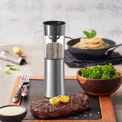 Electric Rechargeable Salt and Pepper Grinder with Adjustable Coarseness Refillable Mill Battery Powered Kitchen Gadget