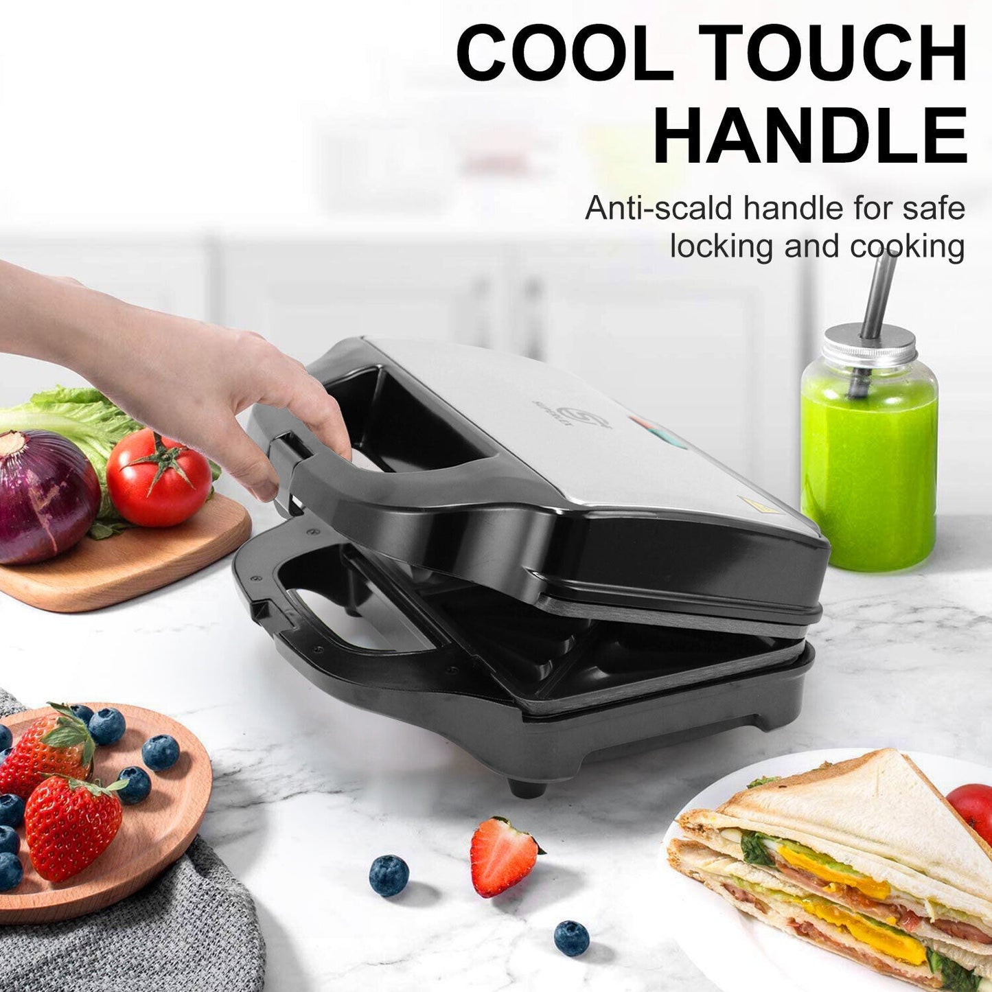 XL Deep Fill Toastie Maker Sandwich Toaster Machine 2 Slice Non-Stick Plate 900W