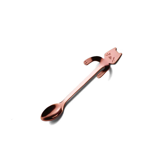 Coffee Spoon Mini 304 Stainless Steel Cartoon Cat Spoon Long Handle Flatware Coffee Drinking Tools Kitchen Gadget