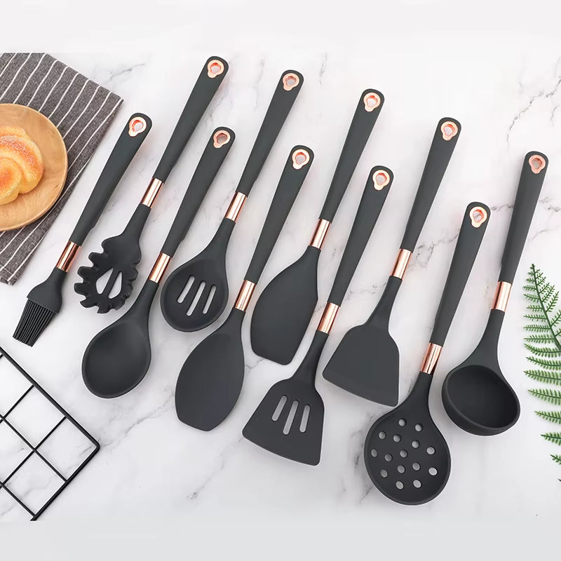 Silicone Kitchenware Cooking Utensils Set Heat Resistant Kitchen Non-Stick Cooking Utensils Baking Kitchen Cooking Accessories