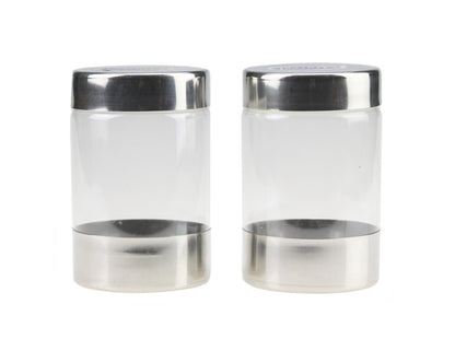 2PC Stainless Steel Clear Canister Set Silver Kitchen Jar Food Storage Tea Coffe