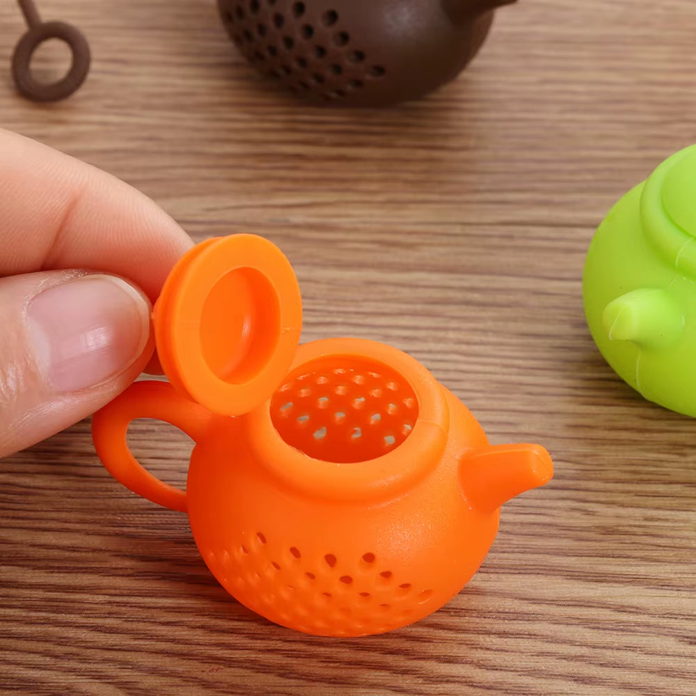 1Pcs Creative Teapot-Shape Tea Infuser Strainer Silicone Tea Bag Leaf Filter Diffuser Teaware Teapot Accessory Kitchen Gadget