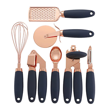 4-7PCS Rose Gold Garlic Press Pizza Cutter Kitchen Gadget Set Can Opener Potato Cooking High-End Kitchenware Kitchen Accessories