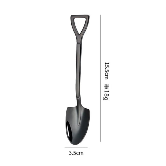 Stainless Steel Iron Shovel Mini Spoon Coffee Ice Cream Spoon Retro Cute Square Head Dessert Spoon Kitchen Gadget Accessories